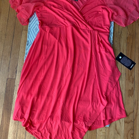 New Women’s bright PINK casual formal high low vneck dress, Size 18/20 - Picture 6 of 11